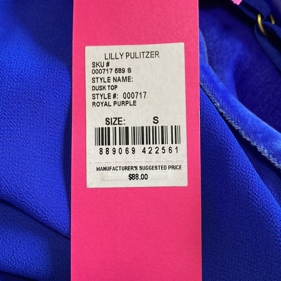 Lilly Pulitzer Tank Top Velvet Dusk Royal Purple Shirt Blouse Sz Small NEW - Picture 8 of 10